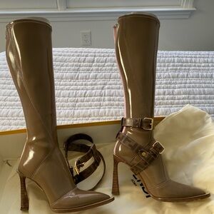 Fendi Patent Knee-High Women’s Brown Boots Size 36